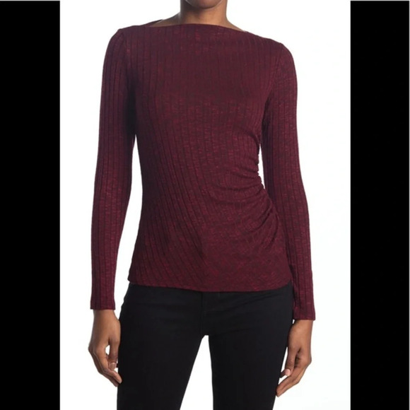 Michael Stars Jasper Poor Boy Long Sleeve Boatneck Top in Redwood, O/S, NWT - Picture 1 of 6
